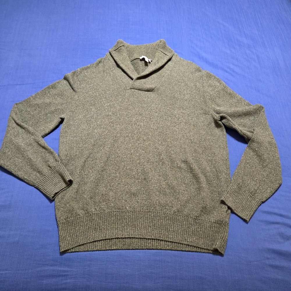 Gap Shawl Collar Sweater Mens XL Green Excellent Cotton Knit Pullover 1281